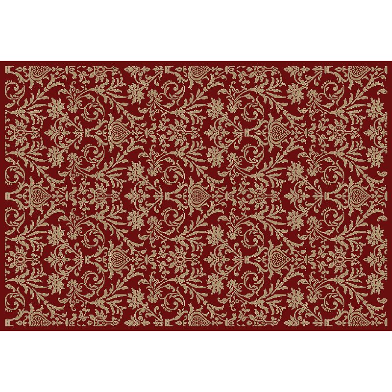 Merinos Damask Rug, Red, 8X10 Ft