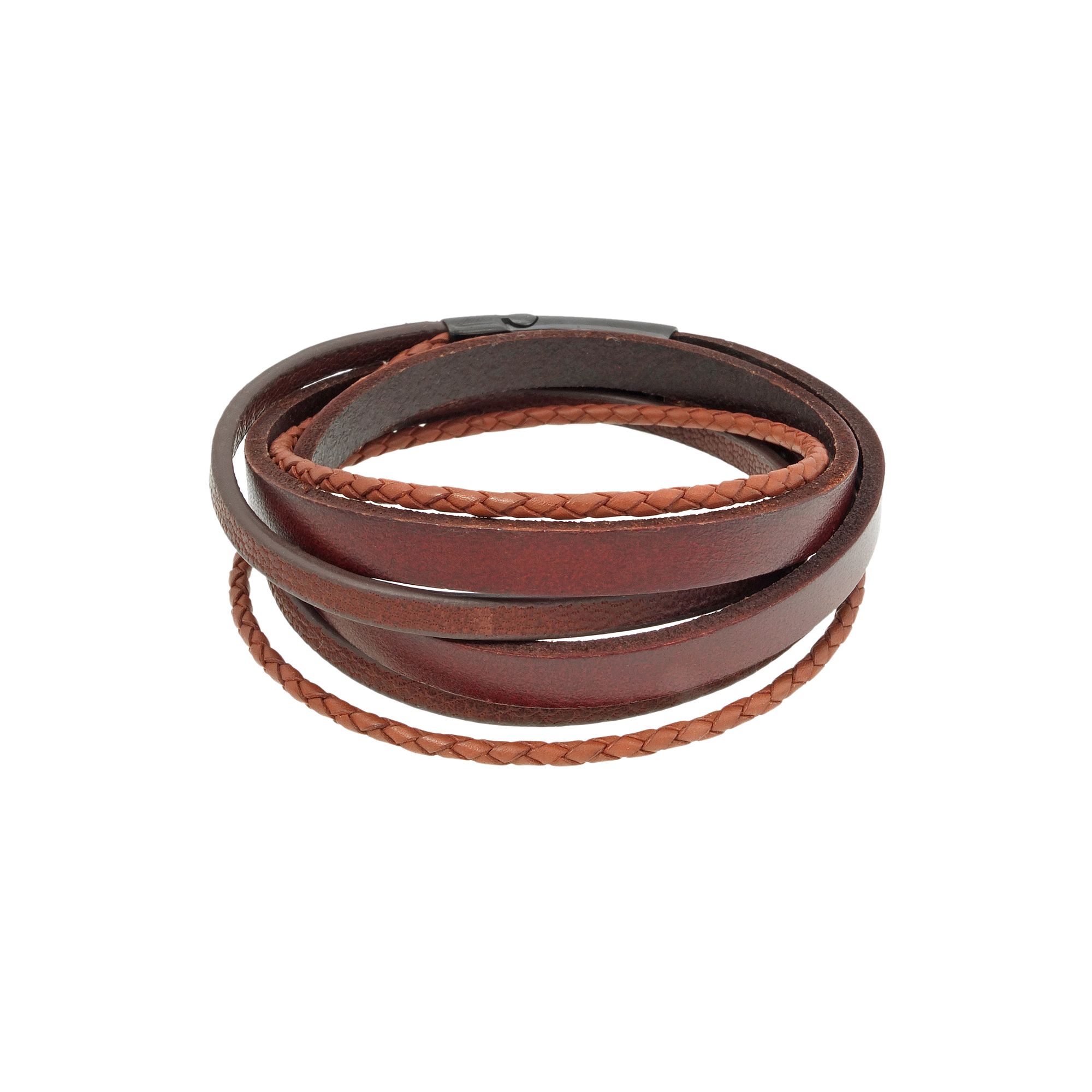 LYNX Black Ion-Plated Stainless Steel Wrap Bracelet - Men, Mens, Size: 16