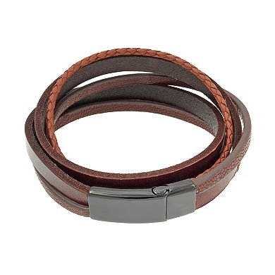 LYNX Black Ion-Plated Stainless Steel Wrap Bracelet - Men