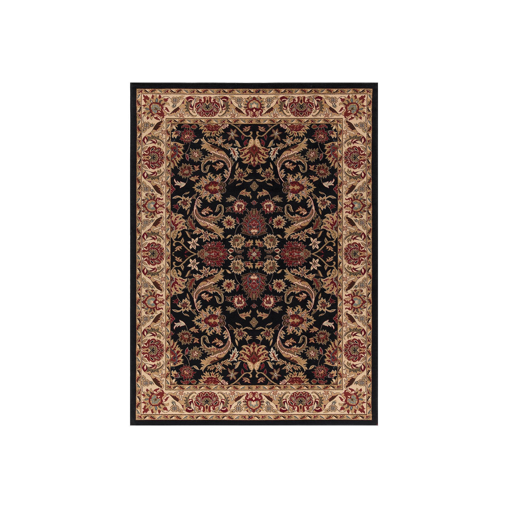 Merinos Sultanabad Floral Framed Rug, Black