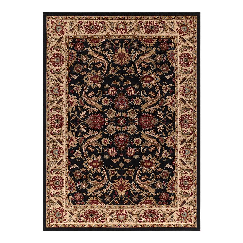 Merinos Sultanabad Floral Framed Rug, Black, 8X11 Ft