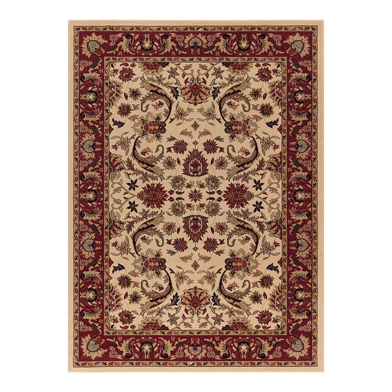 Merinos Sultanabad Floral Framed Rug, White, 6.5X9.5 Ft