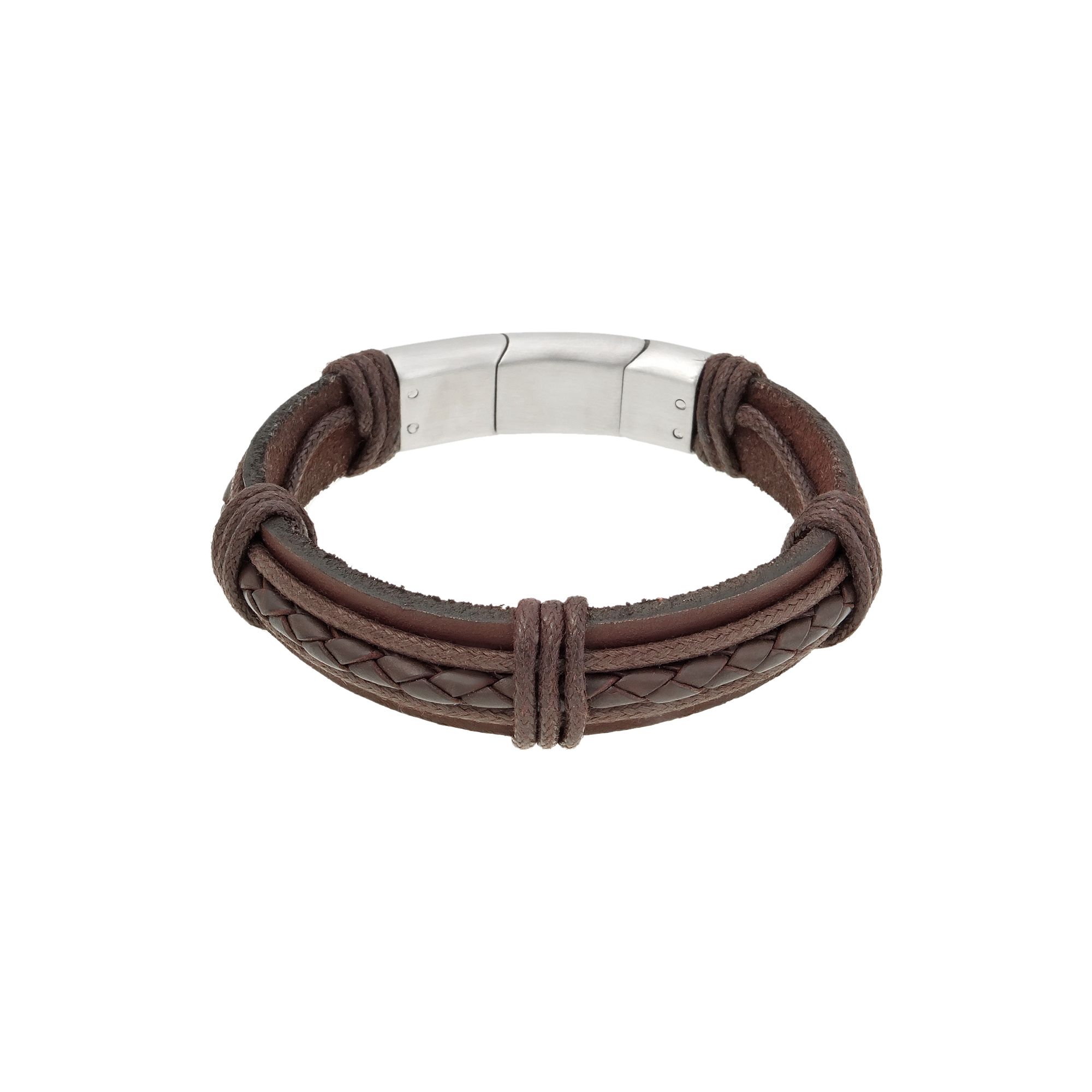 LYNX Stainless Steel Braided Bracelet - Men, Mens, Size: 8.5, Brown