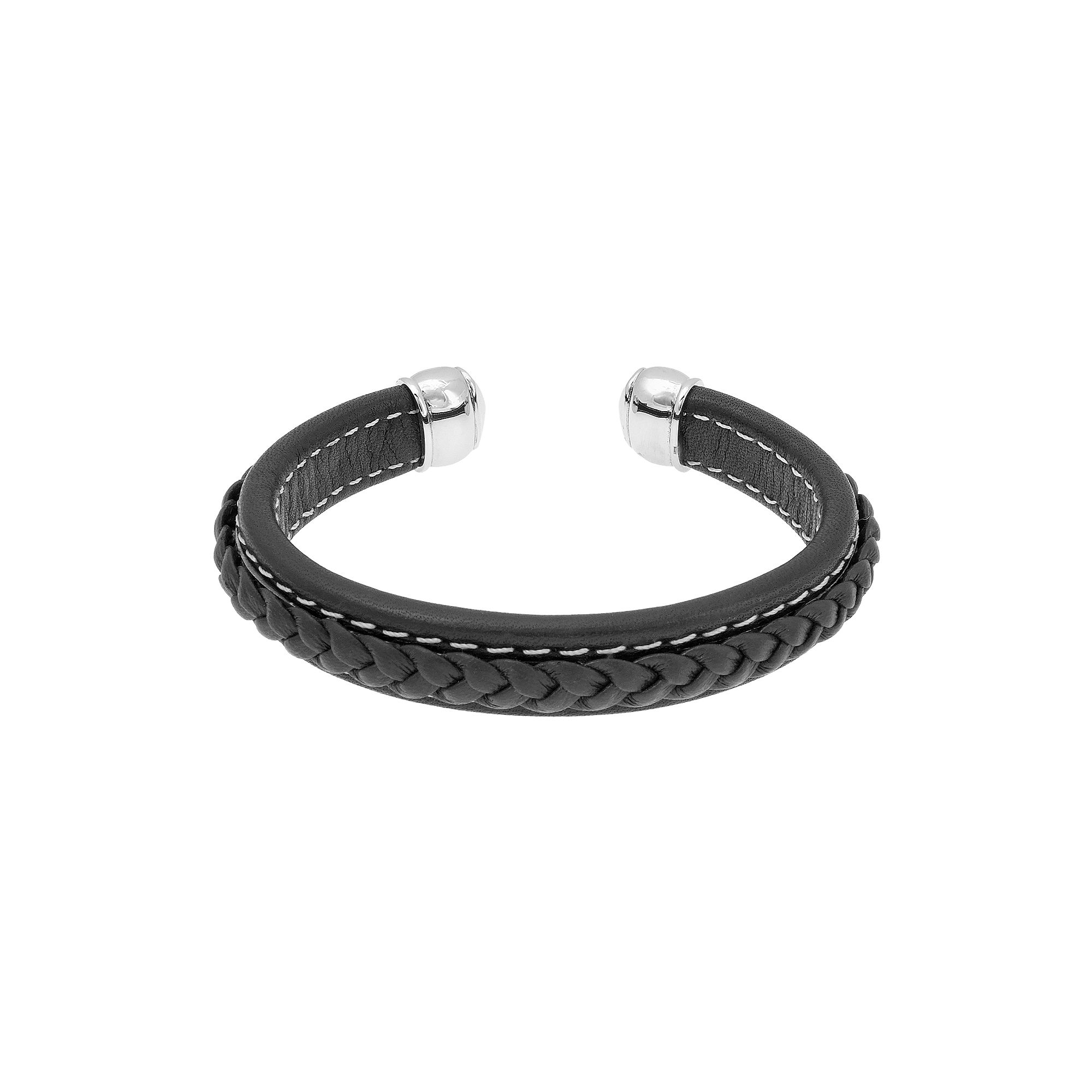 LYNX Stainless Steel Braided Cuff Bracelet - Men, Mens, Size: 8, Black