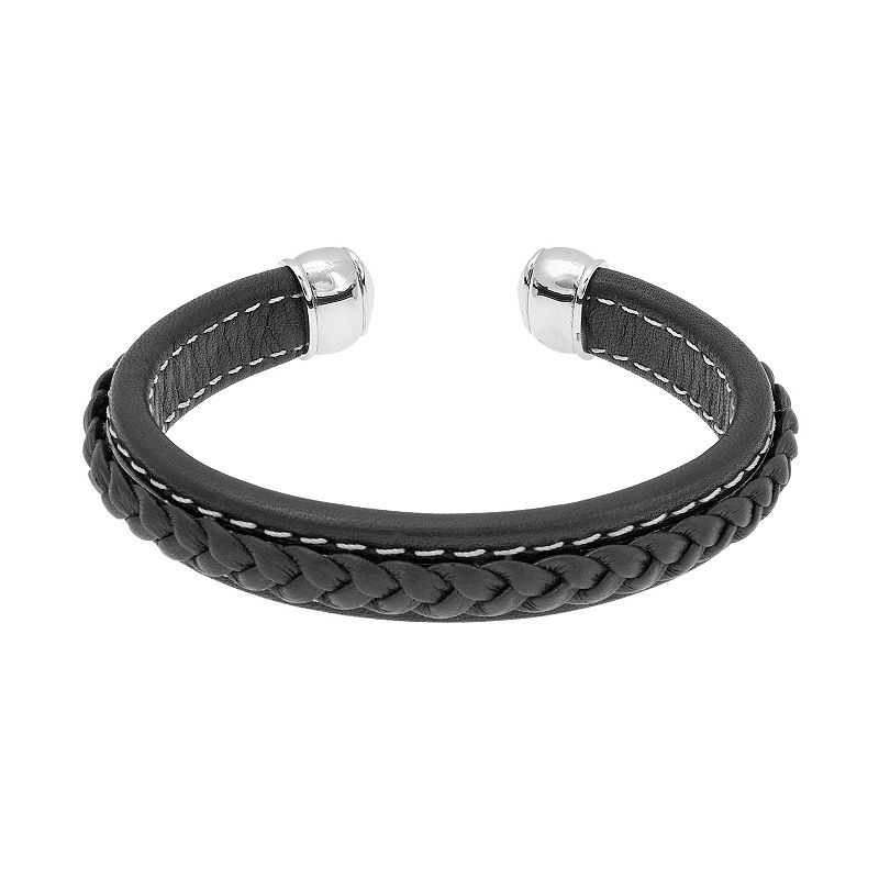 LYNX Stainless Steel Braided Cuff Bracelet - Men, Mens, Size: 8, Black