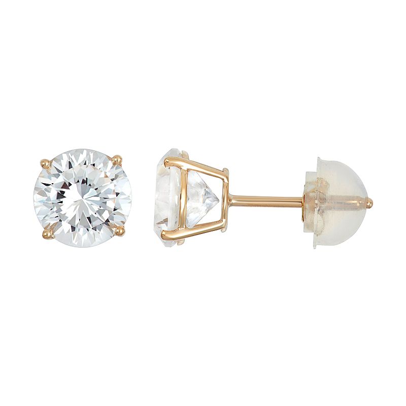 100 Facets of Love 10k Gold Lab-Created White Sapphire Stud Earrings, Women