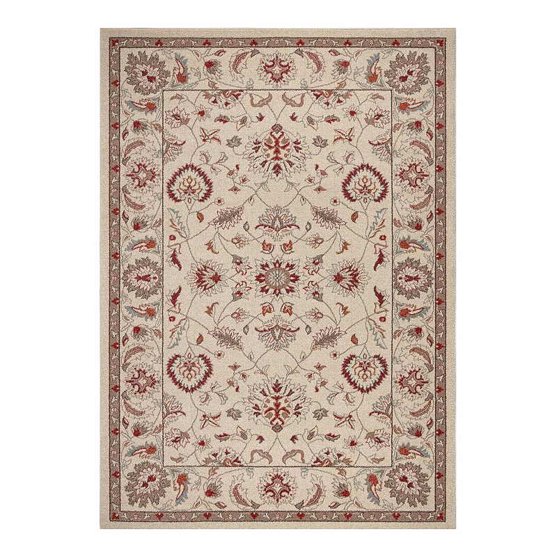 Merinos Talya Oushak Floral Rug, White, 5X7 Ft