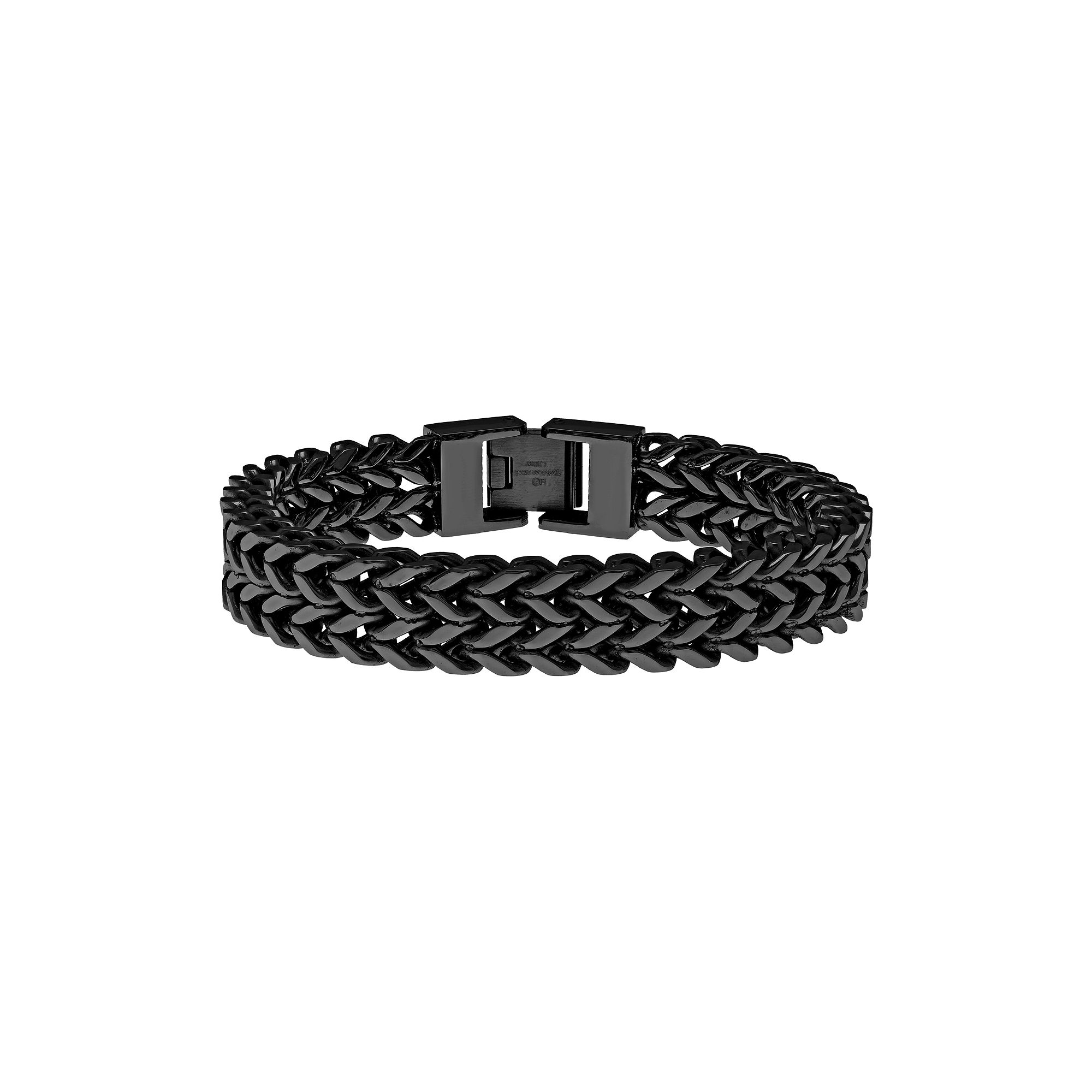 LYNX Black Ion-Plated Stainless Steel Wheat Chain Bracelet - Men, Mens, S