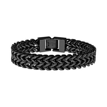 LYNX Black Ion-Plated Stainless Steel Wheat Chain Bracelet - Men