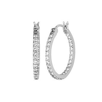 100 Facets of Love Sterling Silver Lab-Created White Sapphire Inside-Out hoop Earrings