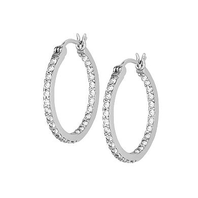 100 Facets of Love Sterling Silver Lab-Created White Sapphire Inside-Out hoop Earrings