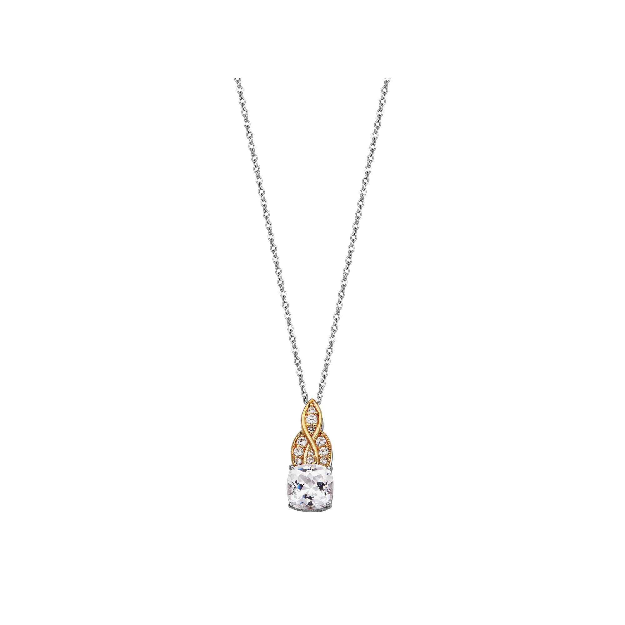 100 Facets of Love 10k Gold Lab-Created White Sapphire Pendant, Womens, S