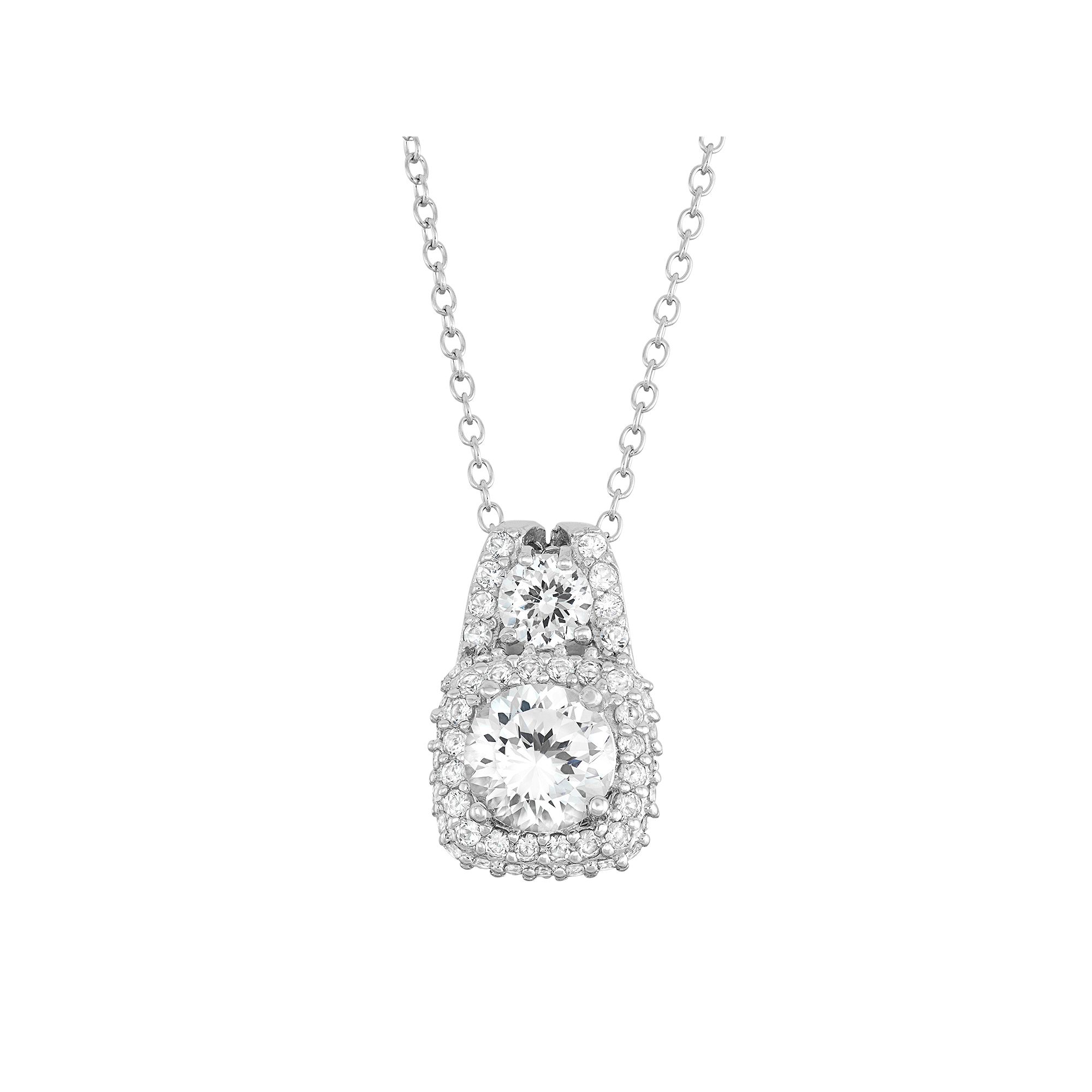 100 Facets of Love Sterling Silver Lab-Created White Sapphire Cushion Halo