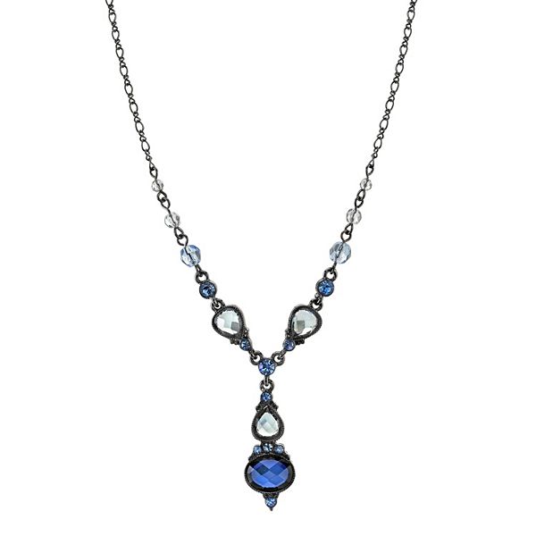 1928 Faceted Simulated Crystal Y Necklace