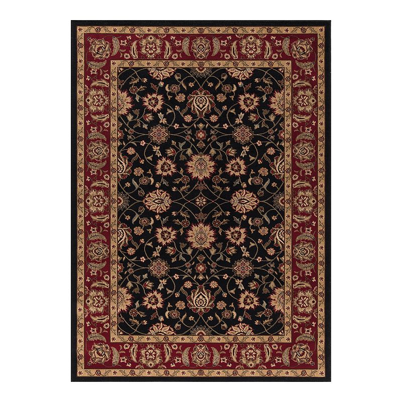 Merinos Zeigler Floral Framed Rug, Black, 8Ft Rnd