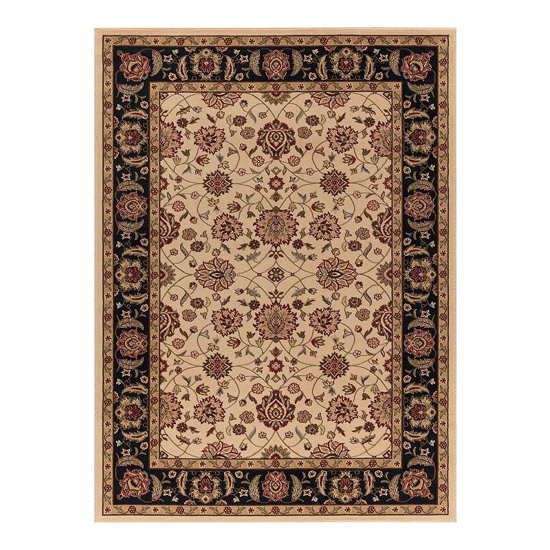 Merinos Zeigler Floral Framed Rug, White, 6.5X9.5 Ft