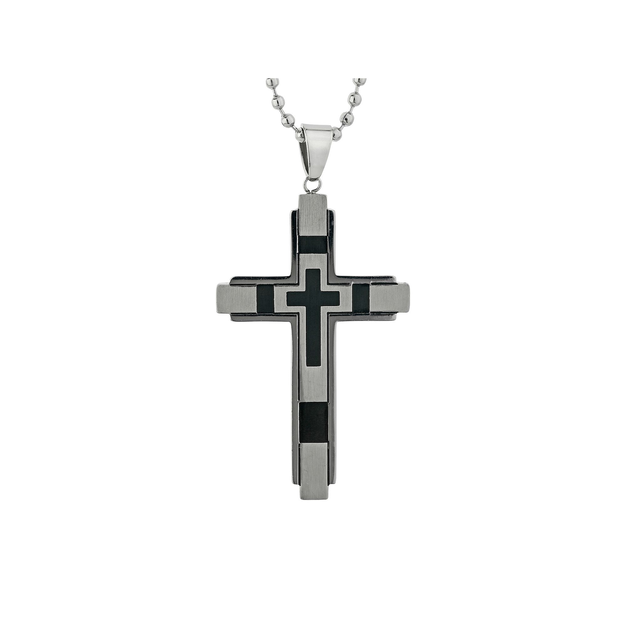 LYNX Stainless Steel Resin Cross Pendant Necklace - Men, Mens, Size: 22