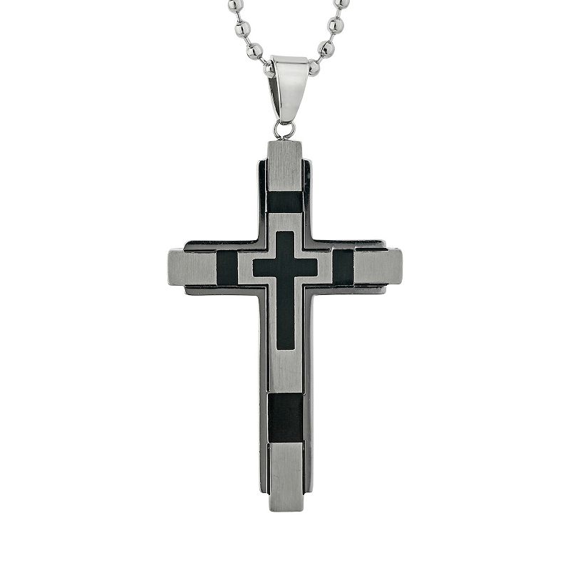 LYNX Stainless Steel Resin Cross Pendant Necklace - Men, Mens, Size: 22
