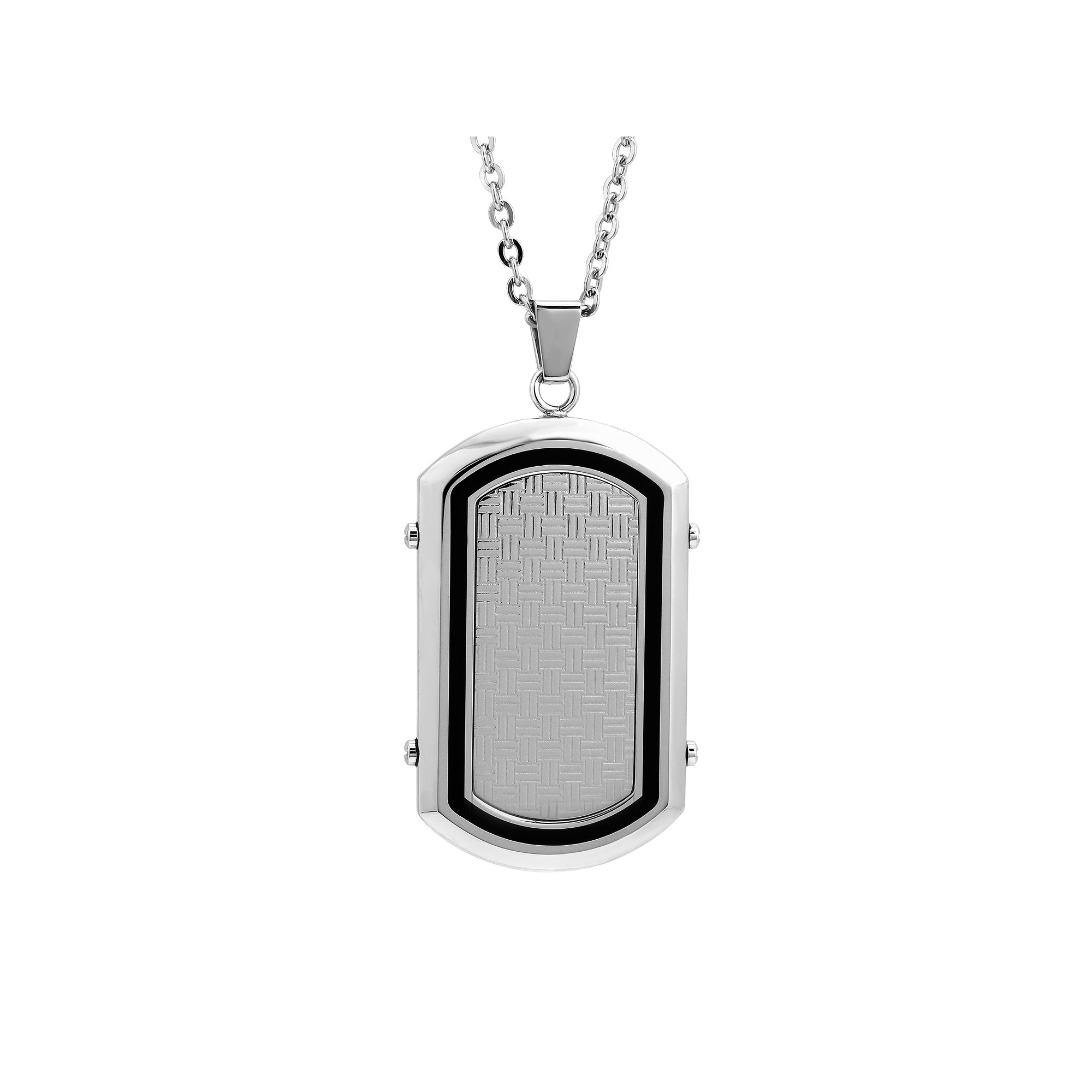 LYNX Stainless Steel & Resin Dog Tag Necklace - Men, Mens, Size: 22, Bl