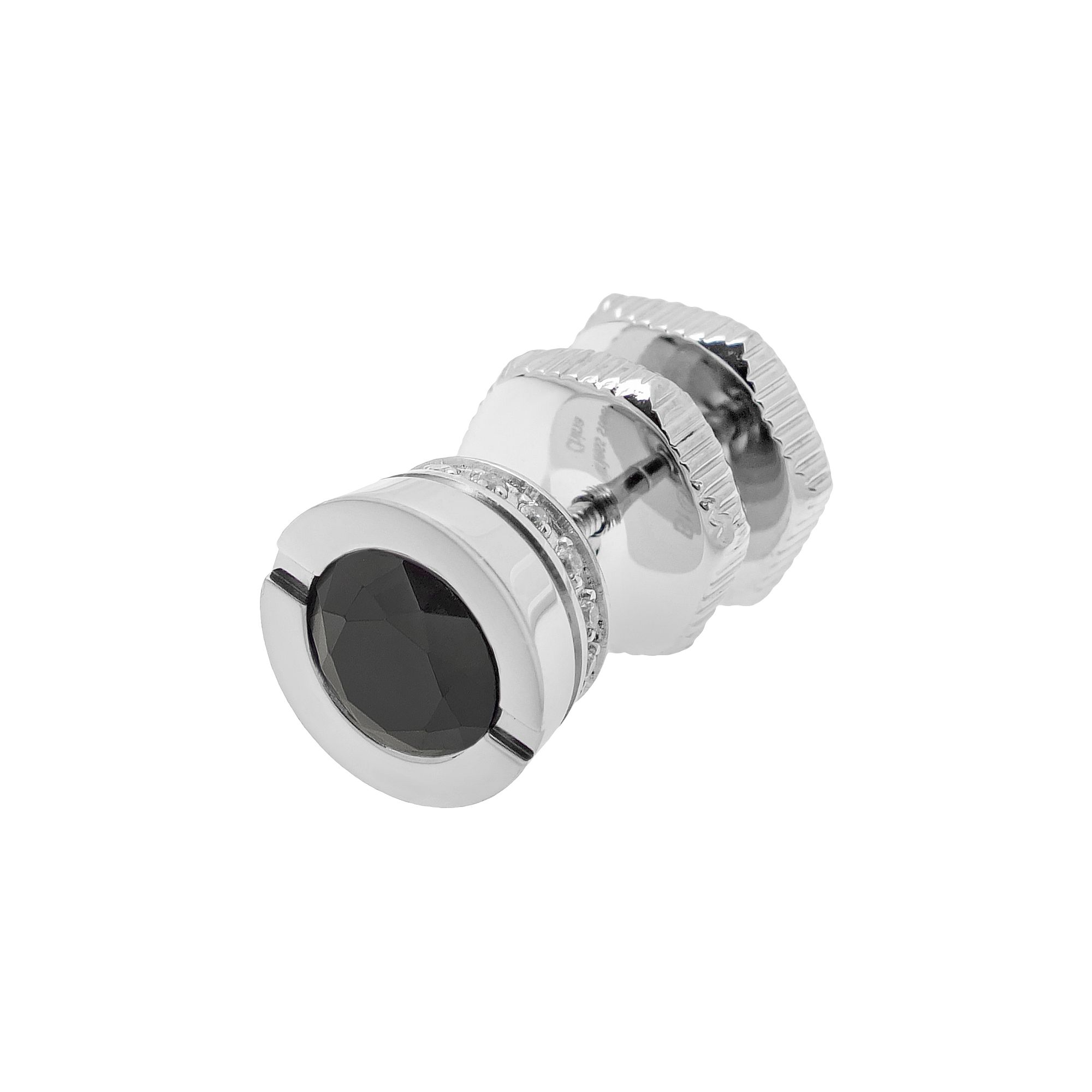 LYNX Cubic Zirconia Stainless Steel Stud - Single Earring, Mens, Black