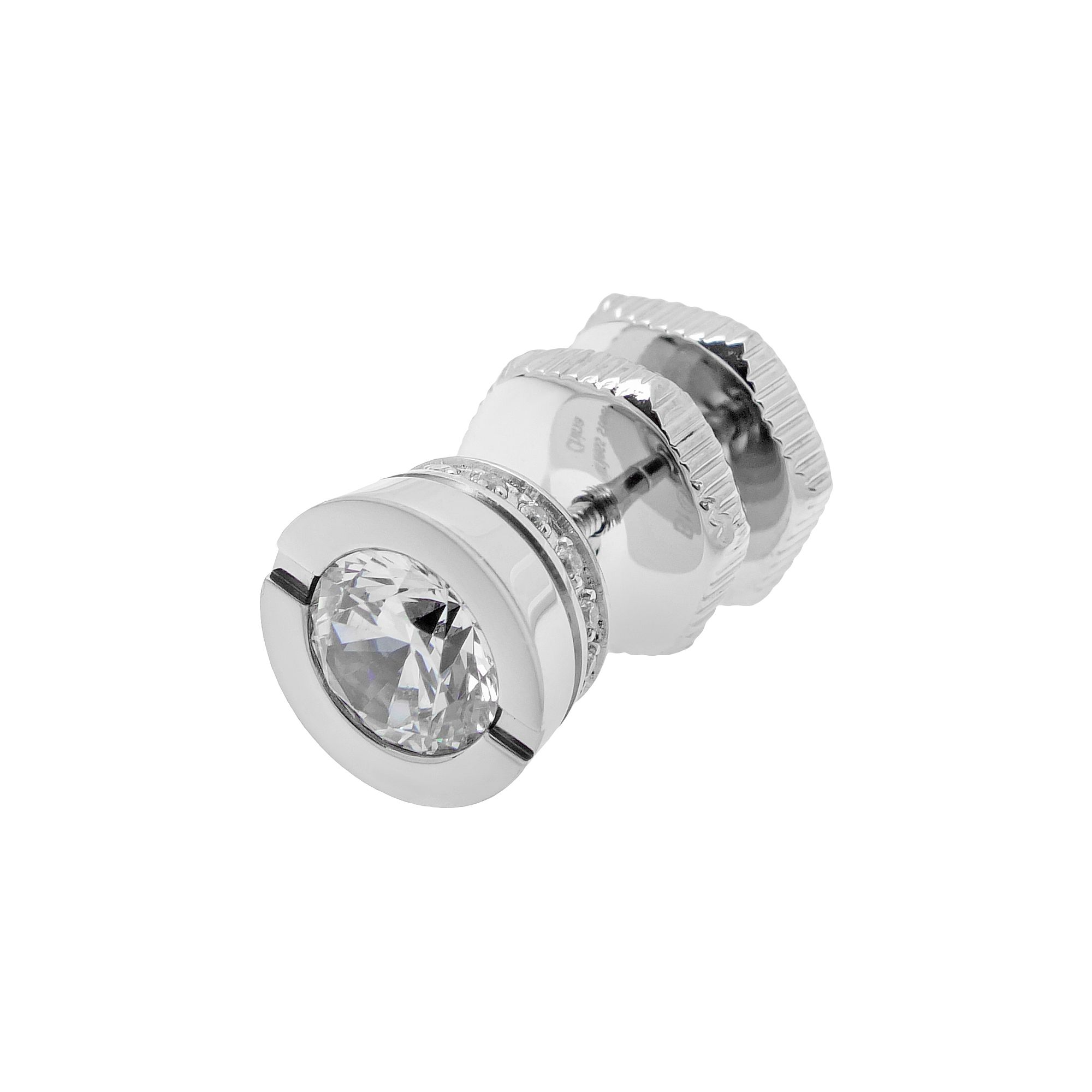 LYNX Cubic Zirconia Stainless Steel Stud - Single Earring, Mens, White