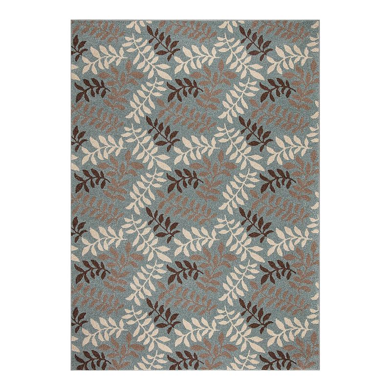 Merinos Talya Leaf Rug, Blue, 5Ft Rnd