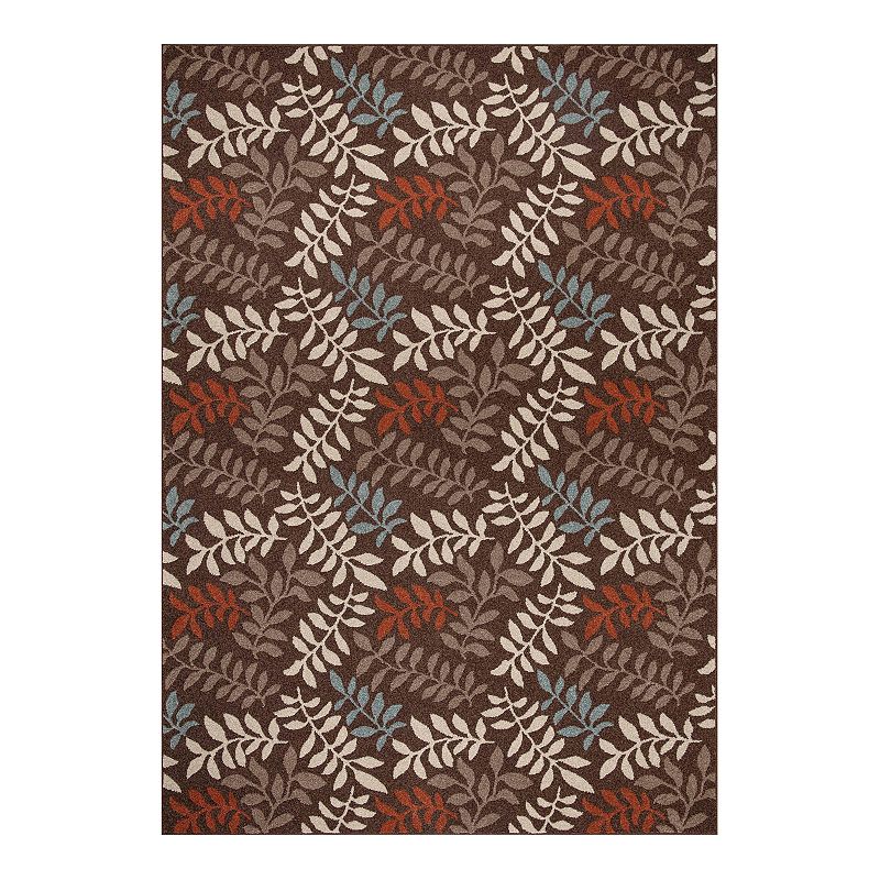 Merinos Talya Leaf Rug, Brown, 5Ft Rnd