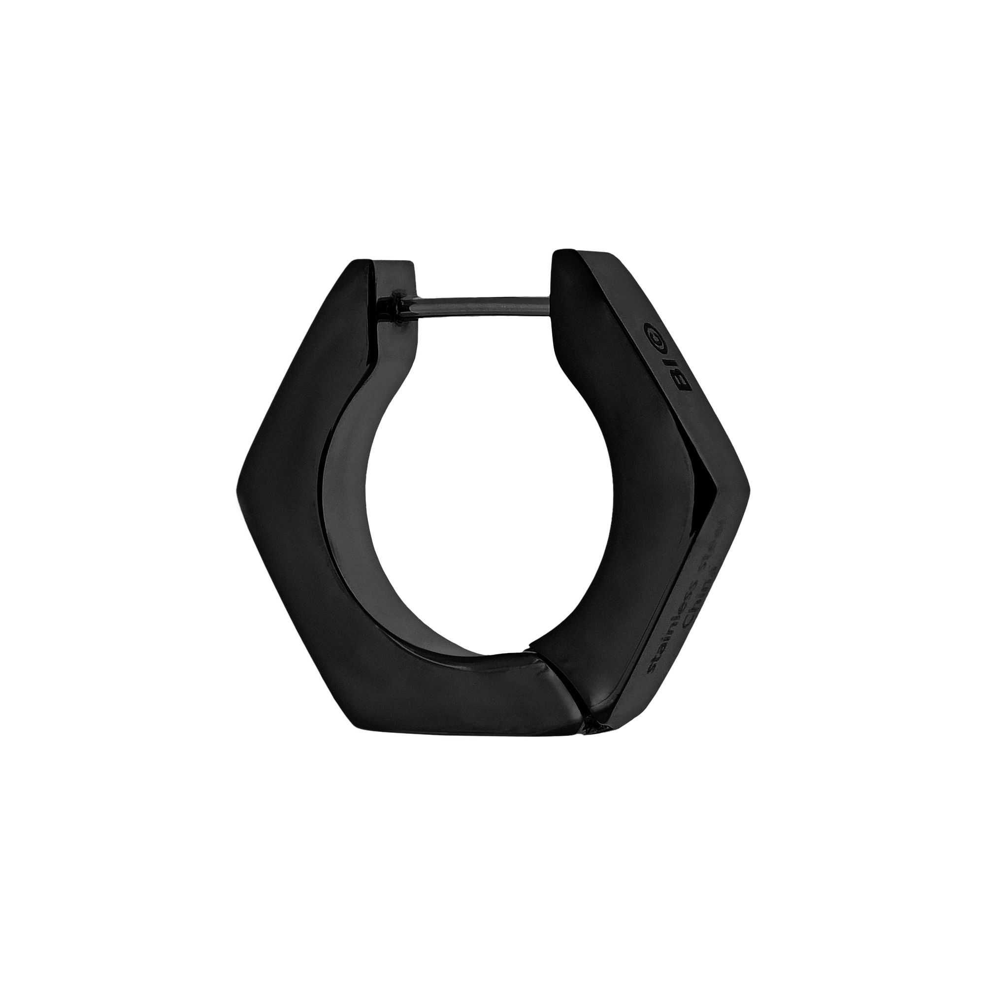 LYNX Black Ion-Plated Stainless Steel Hoop - Single Earring, Mens