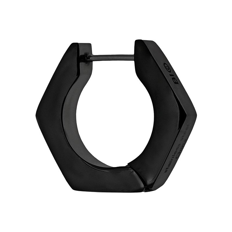 LYNX Black Ion-Plated Stainless Steel Hoop - Single Earring, Mens
