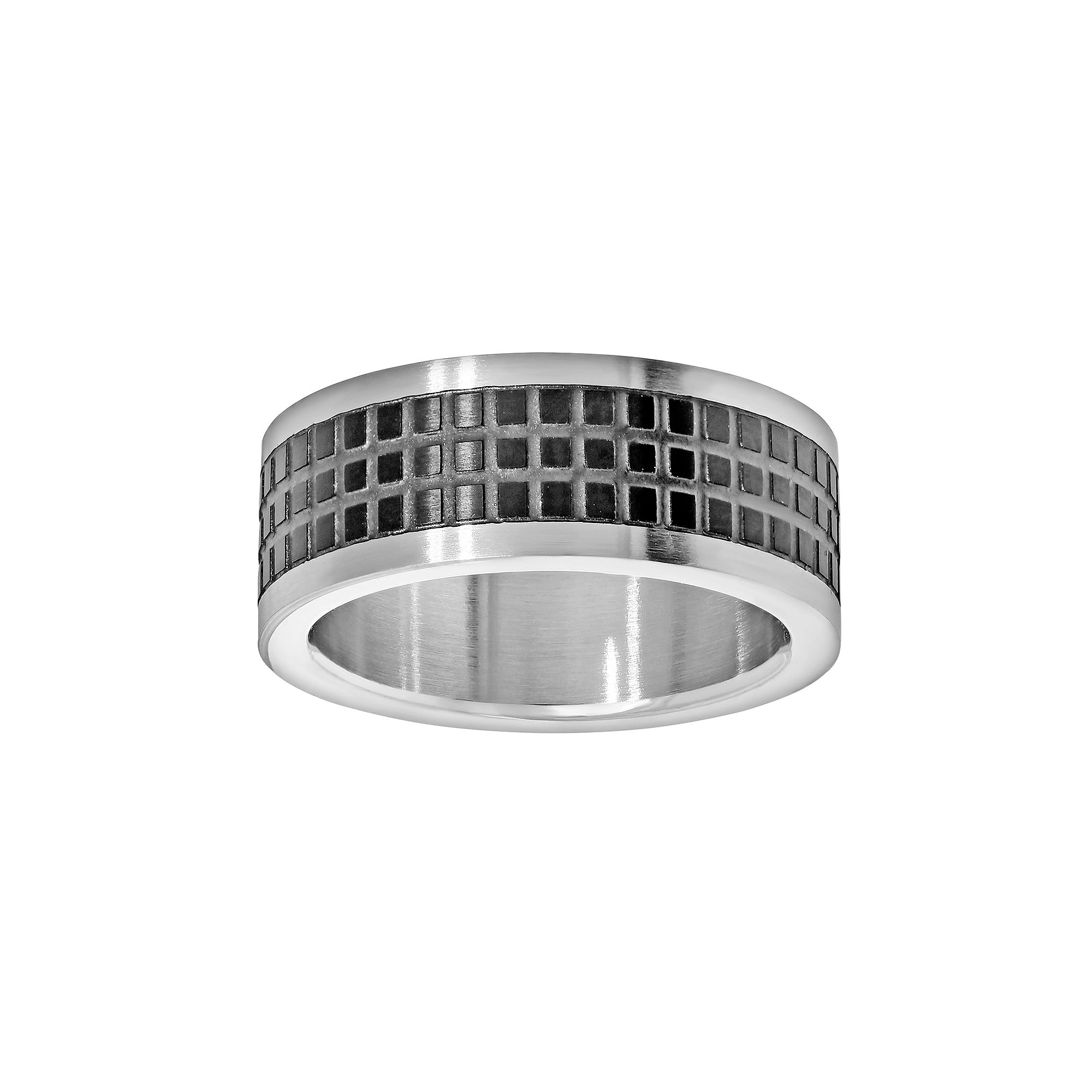 LYNX Stainless Steel Two Tone Grid Band - Men, Mens, Size: 11, Black