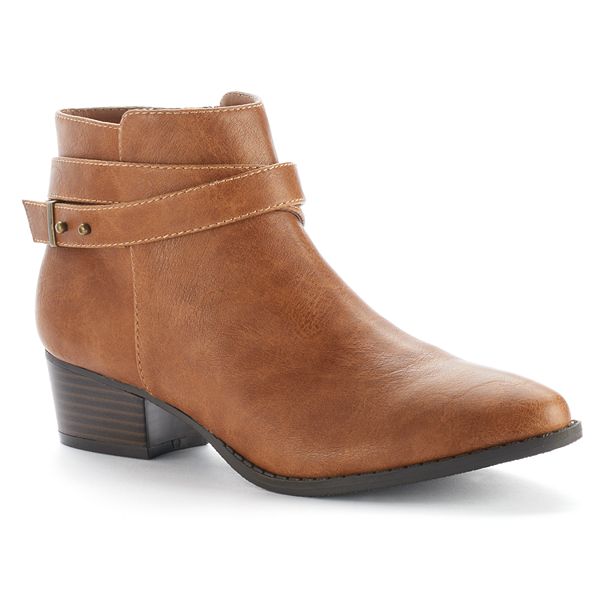 New LC Lauren Conrad Women's Crisscross Ankle Boots 7 7.5 8 Cognac Brown shoes 
