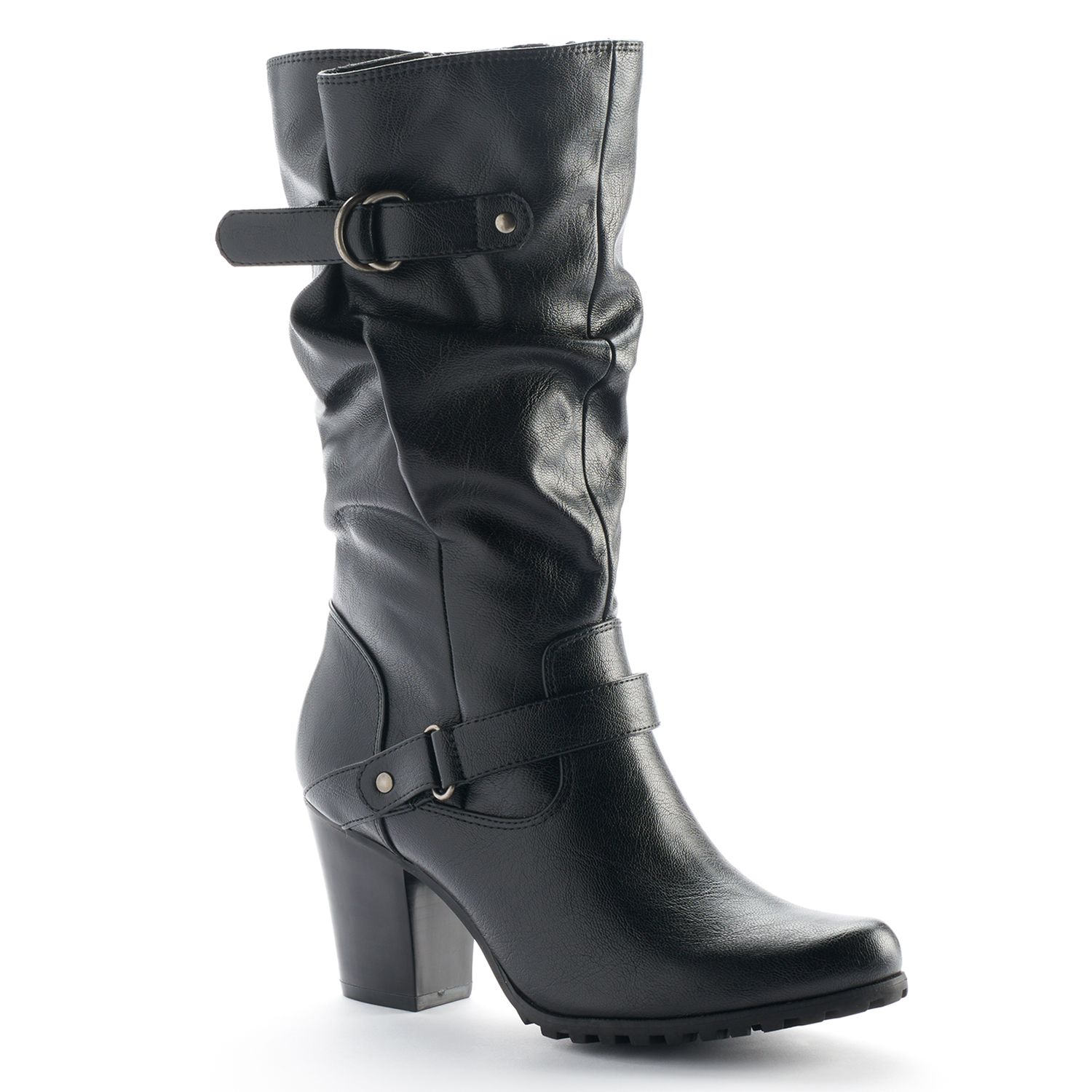 womens heeled slouch boots