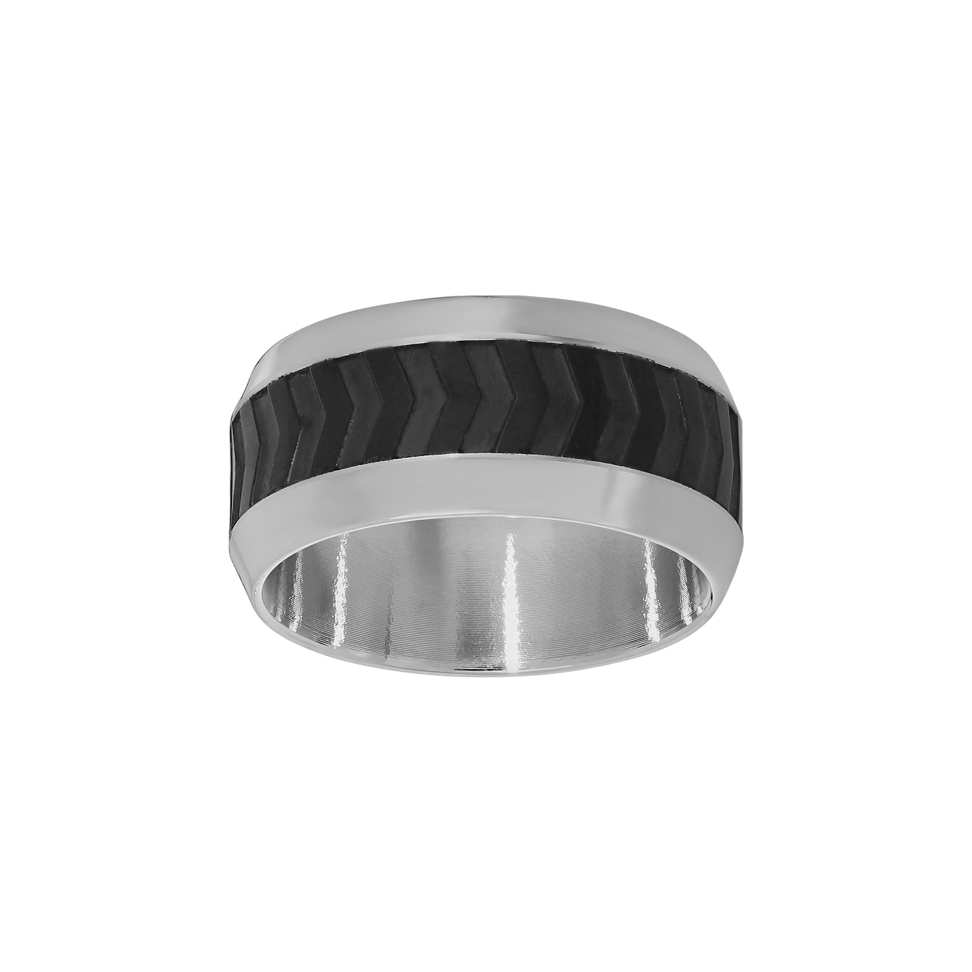 LYNX Stainless Steel Two Tone Ribbed Band - Men, Mens, Size: 10, Black
