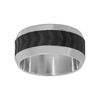 LYNX Stainless Steel Two Tone Ribbed Band - Men