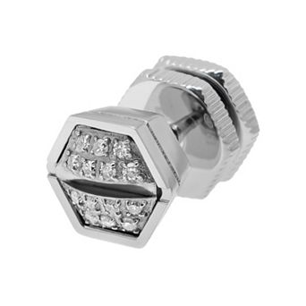 LYNX Diamond Accent Stainless Steel Screwhead Stud - Single Earring