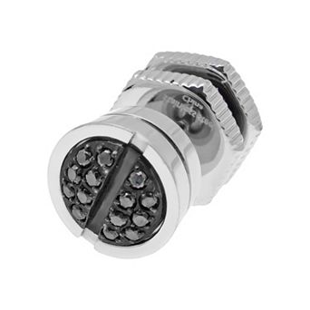 LYNX Black Diamond Accent Stainless Steel Screwhead Stud - Single Earring