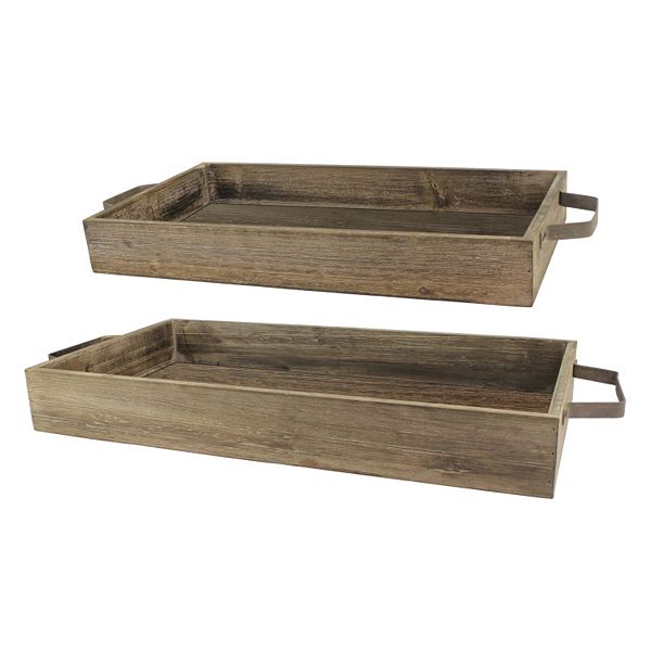 Stonebriar Collection 2piece Rustic Wood Tray Set