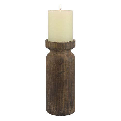 Stonebriar Collection Large Wood Pillar Candle Holder