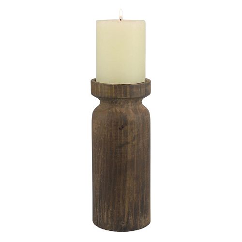 Stonebriar Collection Large Wood Pillar Candle Holder