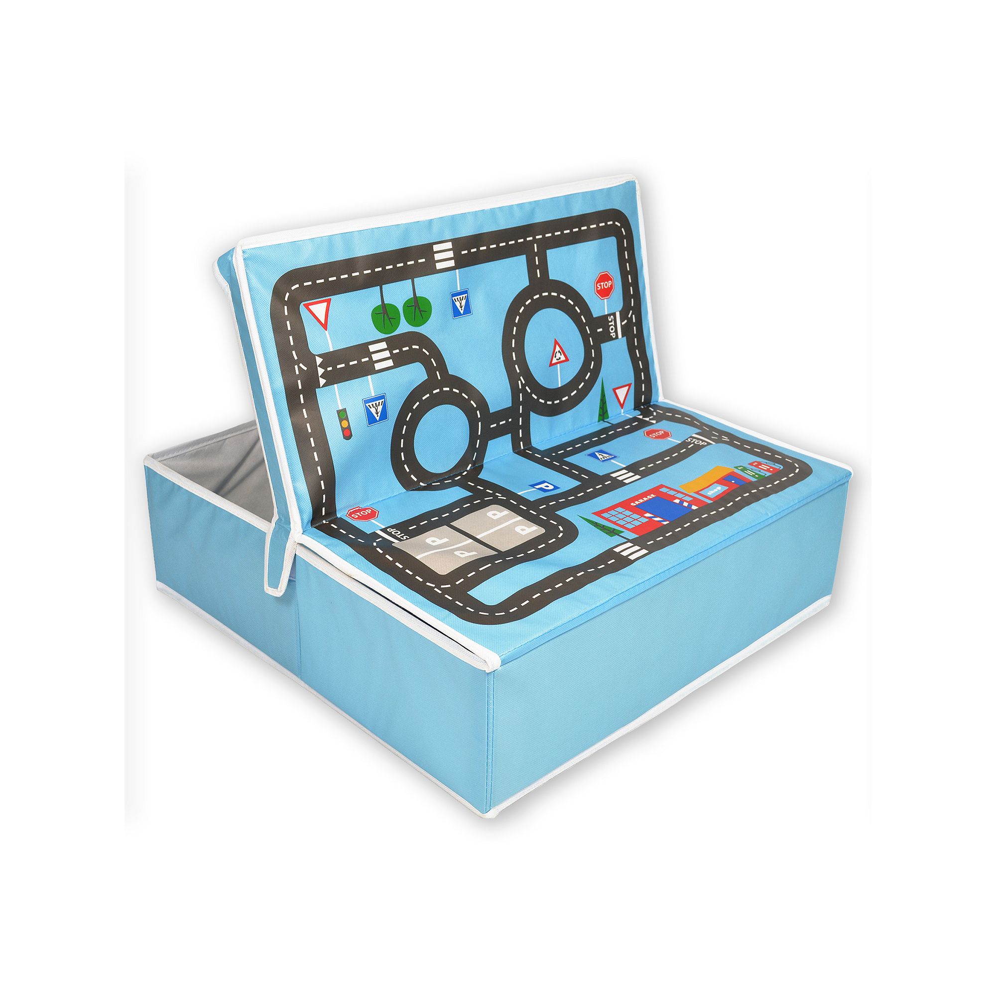 Fun2Give Pop-it-Up Garage with Road Play Mat and Storage, Multicolor