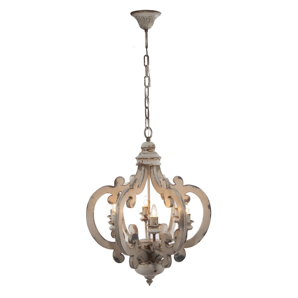 Image showcasing A&B Home Wooden Hanging Chandelier