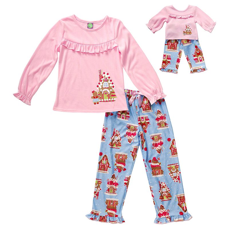 Dollie & Me Girls 4-14 Gingerbread House Pajama Set