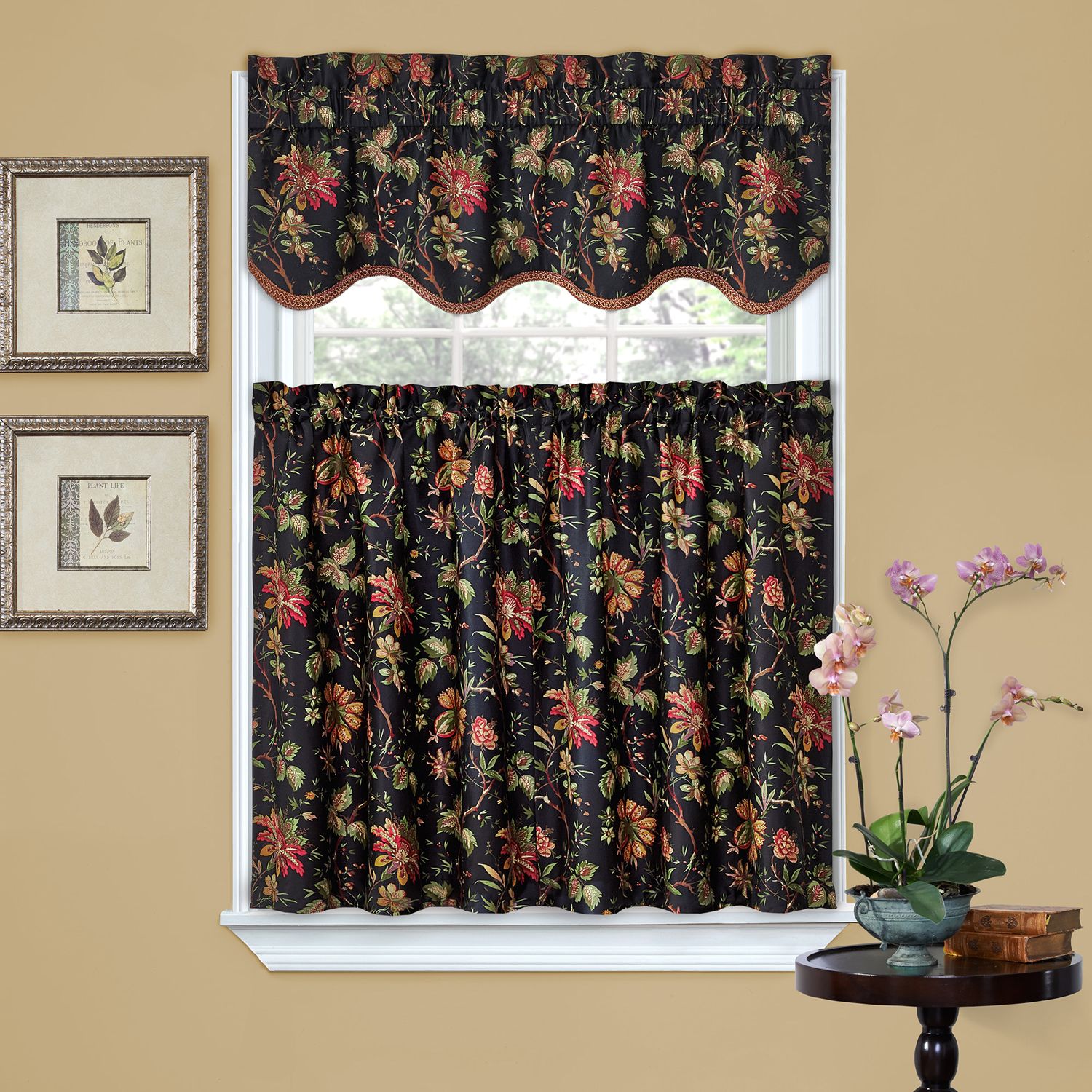 Waverly Felicite 2 Pk Tier Kitchen Curtains 60 X 36   2222931 Noir