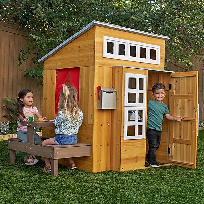 Kidkraft Modern Outdoor Wooden Playhouse Brown