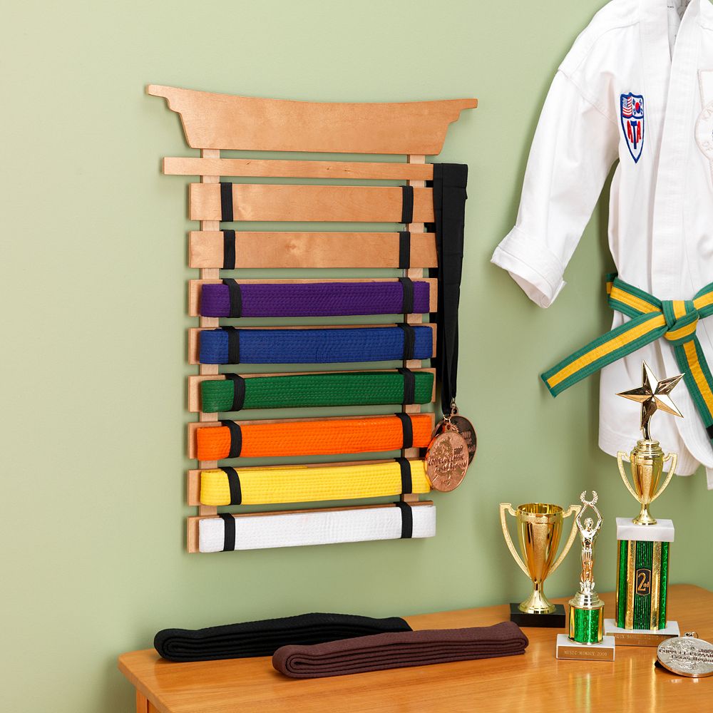 Perfk] Taekwondo Belt Display Wall Hanging Karate Belt Display Holder