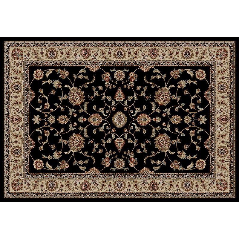 Merinos Marash Floral Framed Rug, Black, 5X7.5 Ft