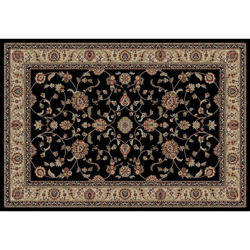 Merinos Marash Floral Framed Rug, Black, 5X7.5 Ft