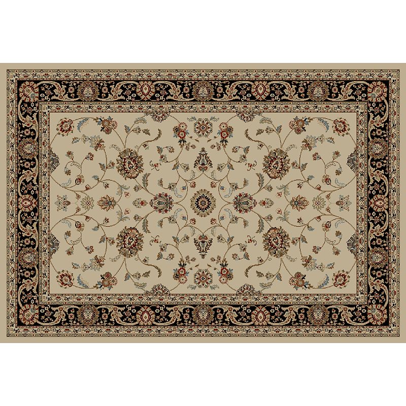 Merinos Marash Floral Framed Rug, White, 6.5X9 Ft