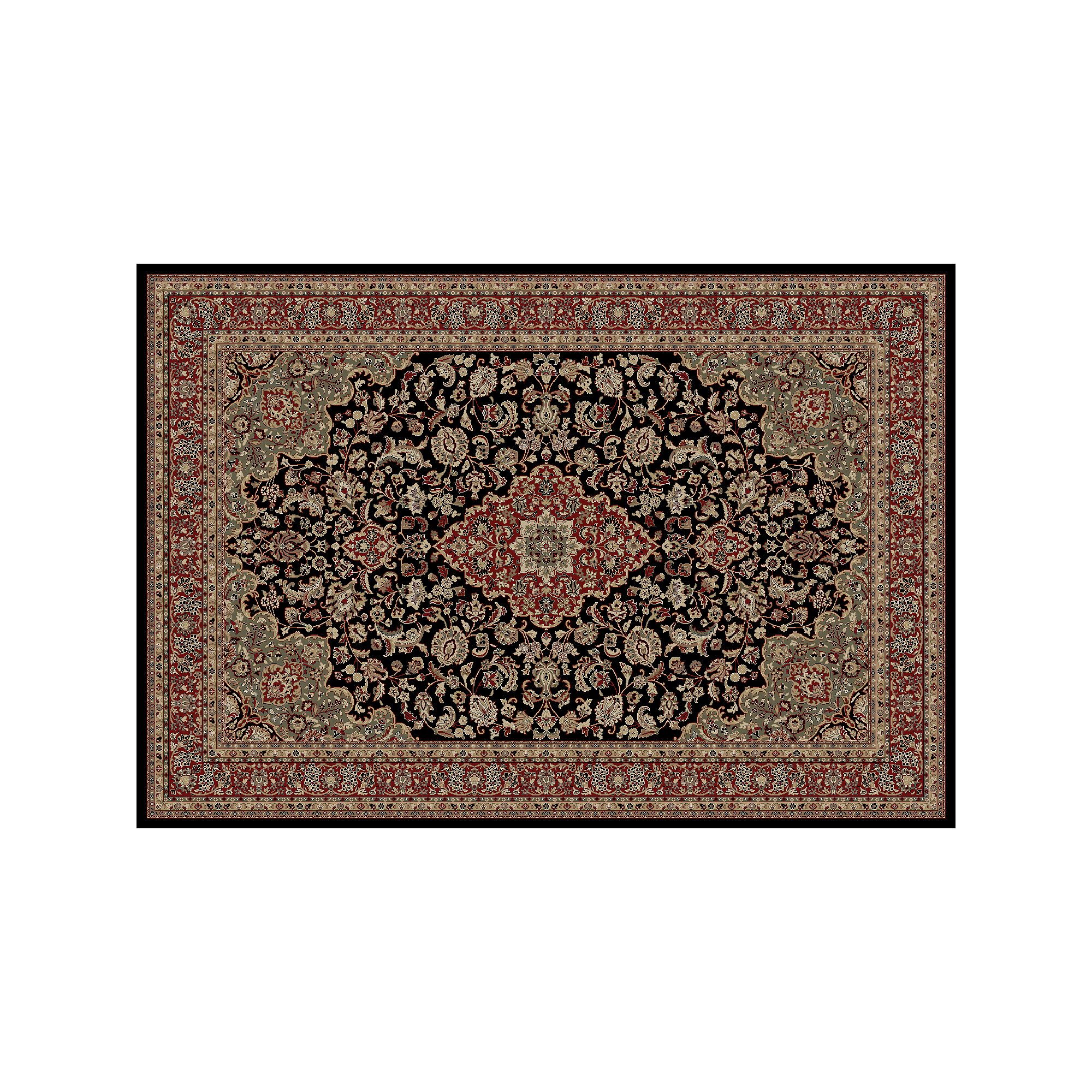 Merinos Kashan Medallion Framed Rug, Black