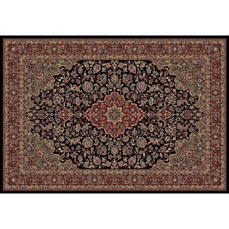 Merinos Kashan Medallion Framed Rug, Black, 8X11 Ft